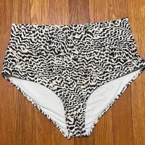 aerie High-Waist Leopard Print Bikini Bottoms - Black & Cream